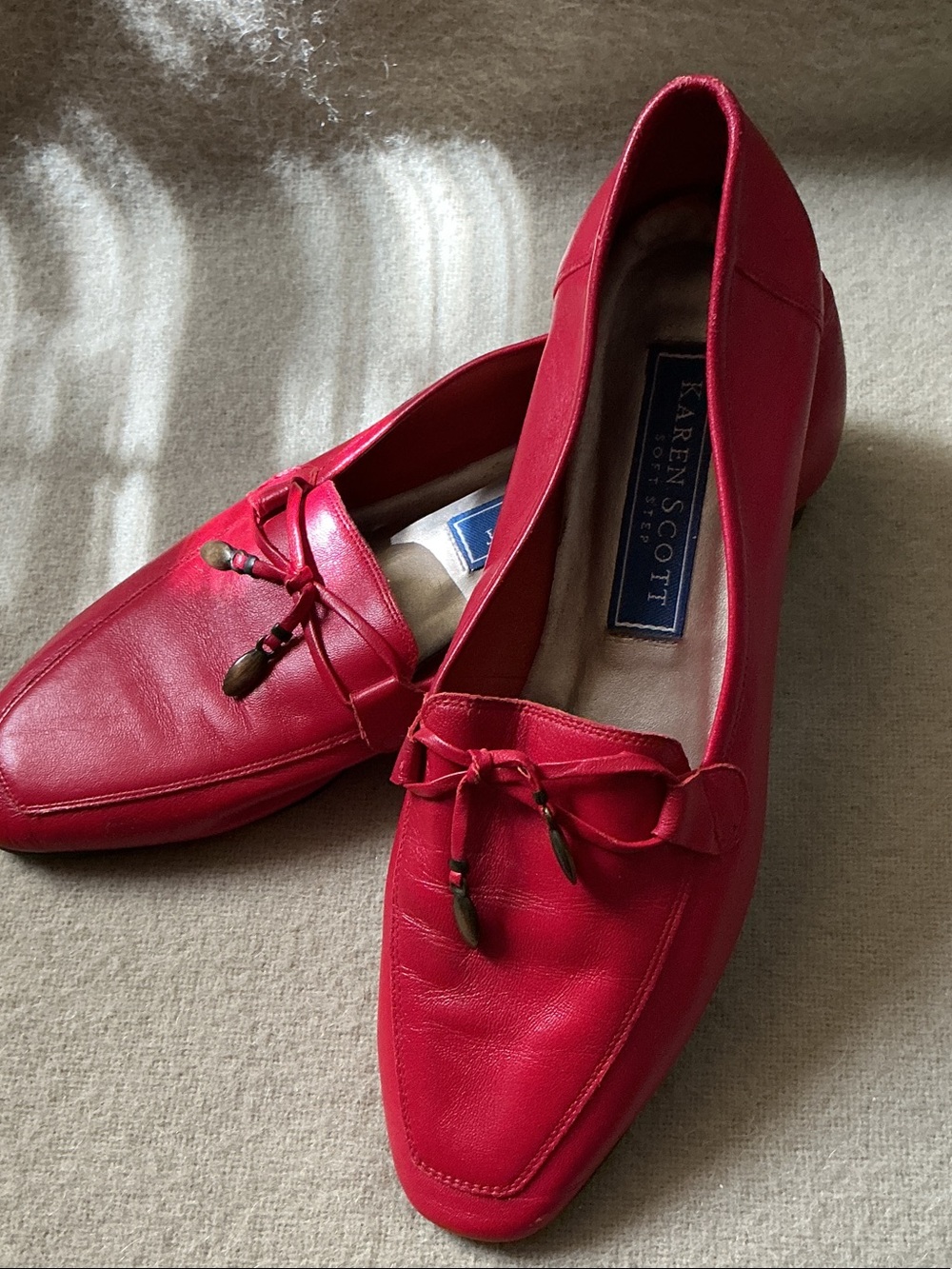 Karen Scott Red Leather Moccasin Loafers